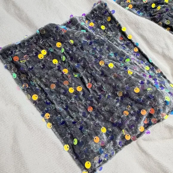 Sequin Patchwork Denim Jacket Oversized Shacket Women NEW - Picture 6 of 11